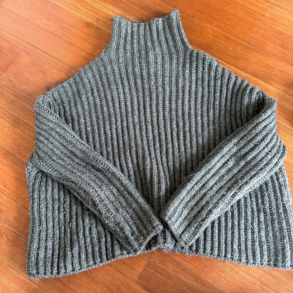 Zara Cropped Chunky Knit Wool Turtleneck